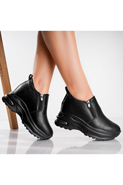 Botinelli Pantofi sport negri cu platformă pentru femei, din piele Mevan, măr...