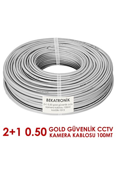 BekaTronik Güvenlik Kamera Kablosu 2+1 0.50mm Bakır Gold CCTV 100 Metre İç Mekan