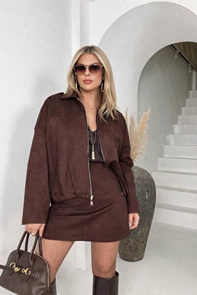 Pulli Collection High Waist Stylish Suede Casual Skirt