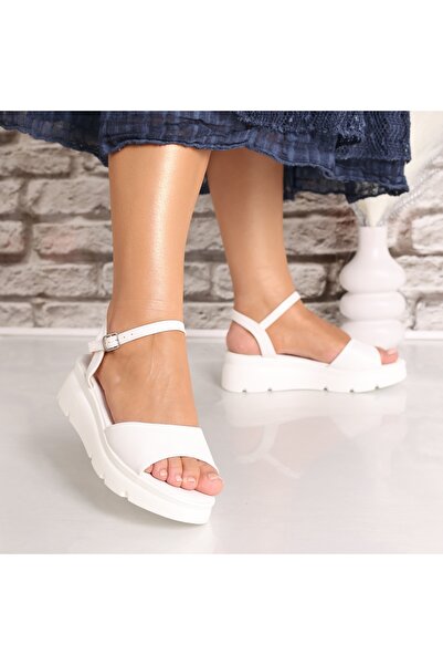 Botinelli Women's White Platform Sandals Made of Ecological Leather Mirima, 36