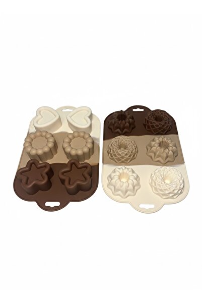 UNDHOME 2 Pieces 6-Compartment Silicone Chocolate Cookie Cake Mold