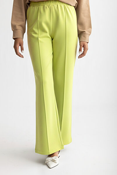 Suede Style 8286 - Wide Leg Elastic Waist 2 Thread Knitted Comfortable Loose Women's Trousers