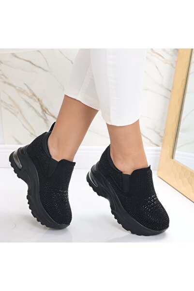 Botinelli Women's Black Platform Sport shoes Made of -Suede Leather Elora, 36