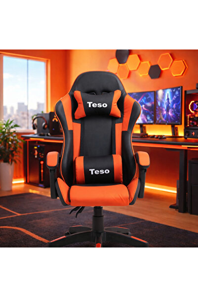 TESO Ergonomic Gaming Chair with Lumbar & Headrest Support – Blue & Black Racing Style Office Chair