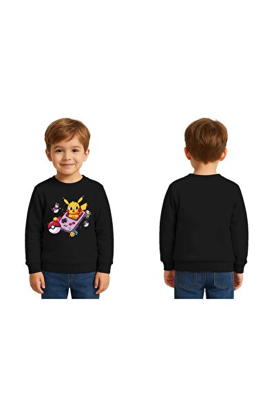 SEDİRLİ Unisex Pikachu Printed Children's Swaetshirt 3 Thread Raised