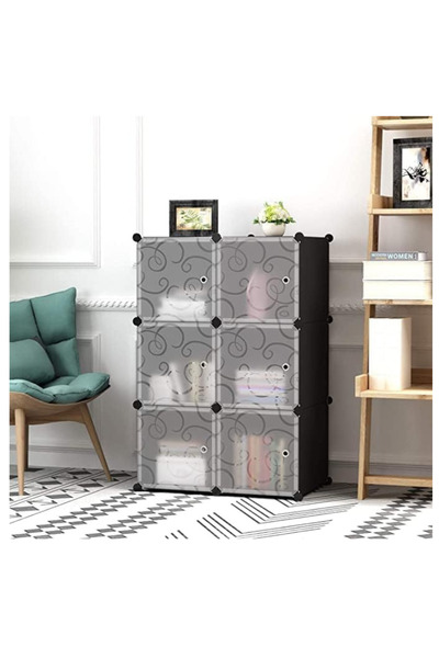 LAOBAN 6 Cube Storage Organizer with Doors, Cube Shelves, Closet Cabinet