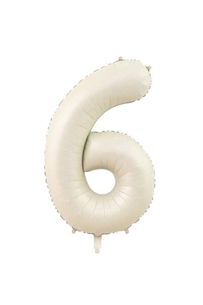 era balon Soft Beyaz Renk 6 Rakam Folyo Balon 34 İnç (80 cm) Doğum Günü Parti...