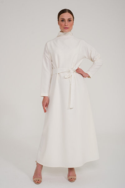AL-TATARI Basil Belt Detailed Dress Ecru