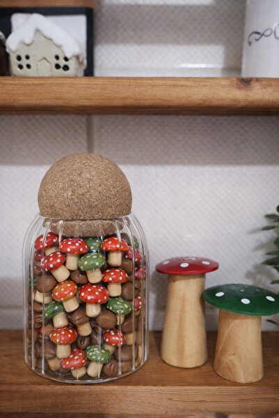 Durina Living Mantar Top Kapaklı Cam Kavanoz – Dekoratif Saklama Kavanozu, Ba...