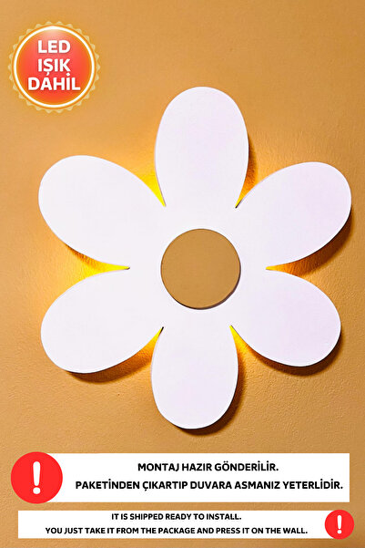 Dekorvin 1 Adet Papatya Led Işıklı Çocuk Odası Gece Lambası Bebek Çocuk Odası...