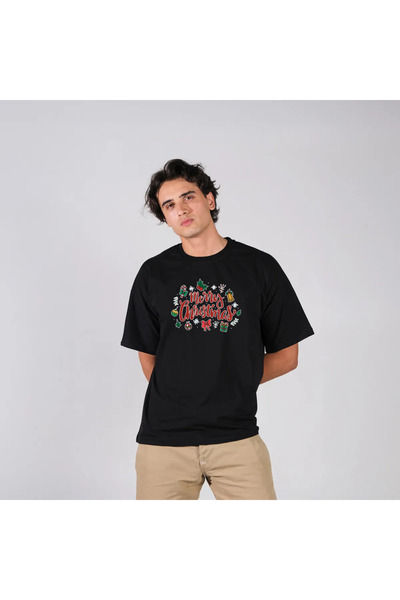 SİYAH BASKILI UNİSEX OVERSIZE T-SHIRT