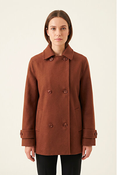 Soydan Güner Kadın Yünlü Kısa Kruvaze Kaban Taba 1460