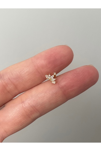 denizden silver Taç yapraklı gümüş piercing