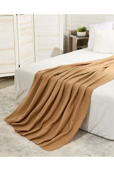 REDTAG Brown Fleece Blanket (Single Size)