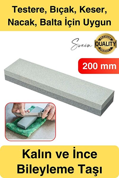 Svein Premium Bıçak Bileme Taşı Çift Taraflı 200 mm Kaba ve İnce Dikdörtgen B...