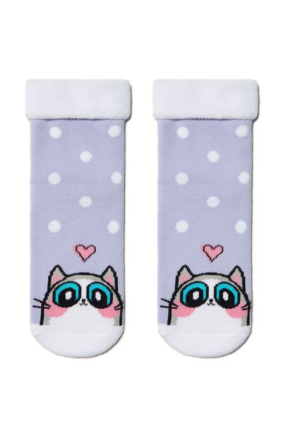 Conte Elegant Șosete pufoase cu buline și model cu pisici, Conte Kids Sof-Tik...