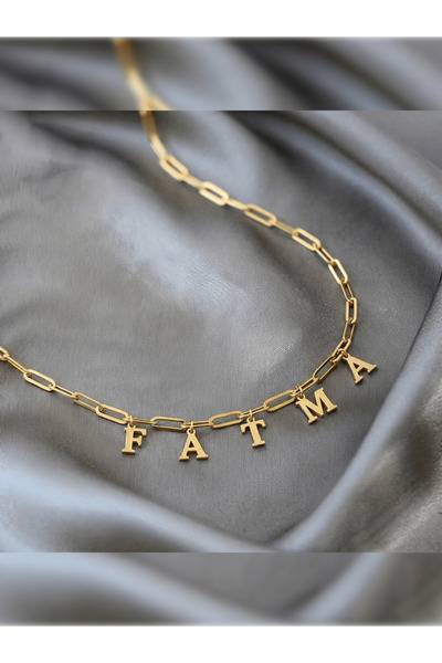 PURE BERRY İSİM YAZAN GOLD RENK ALTIN KAPLAMA ATAÇ KOLYE VE İSİMLİ KOLYE (İSİ...