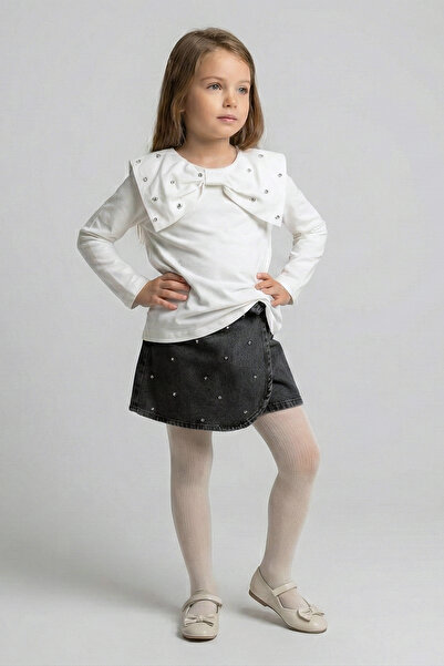 Dmb Set de fustă pantalon scurtă piese Diamond cu pietre aplicate pentru fetiță