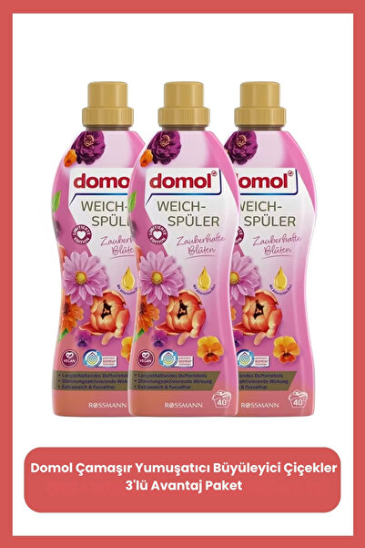 DOMOL Çamaşır Yumuşatıcı Büyüleyici Çiçekler 3'lü Avantaj Paket 3x40 Yıkama