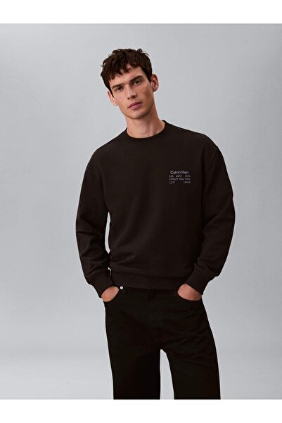 Calvin Klein Erkek LS Terry Grafik Detaylı Sweatshirt