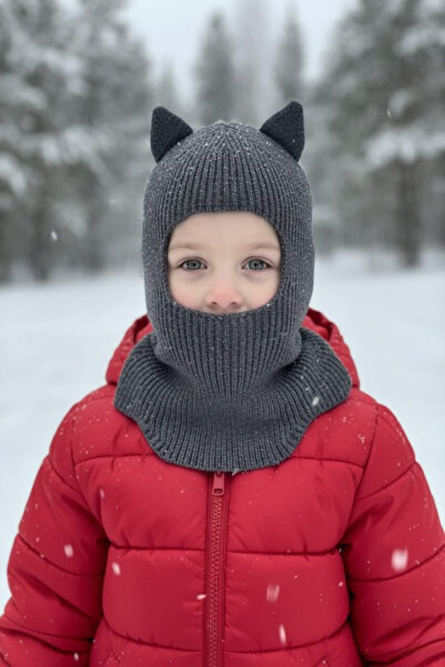 meriç bebe - bütün çocuklar melektir. mrc Cat Ear Winter Balaclava Knitwear Neck Collar Baby Kids Hat Beanie Face Mask