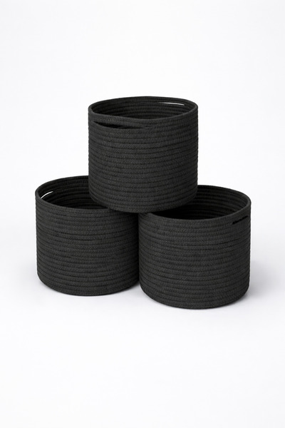 MaVaux Trio Nest 3-Piece Jute Wicker Decorative Basket Set 25cm Diameter X 18cm Height Organizer Stylish