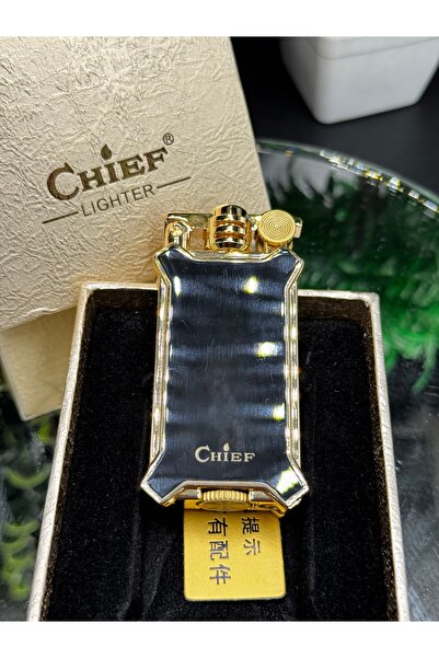 NikaŞ Nostaljik Mekanizmalı Chief Benzinli Çakmak – Koleksiyonluk Gold & Blac...