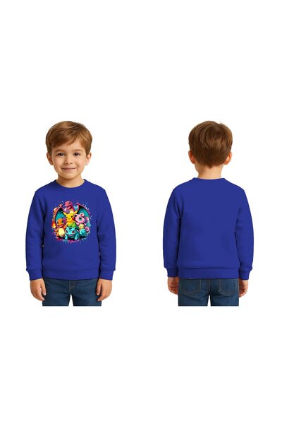 SEDİRLİ Унисекс детска суитшърт с принт на Покемон и 3-нишка ребра