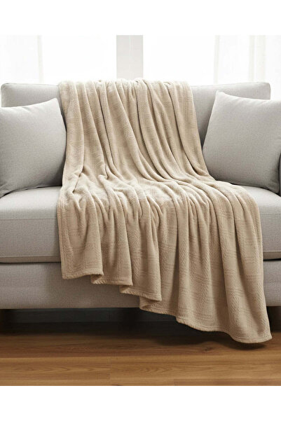 REDTAG Beige Burn Out Flannel Blanket