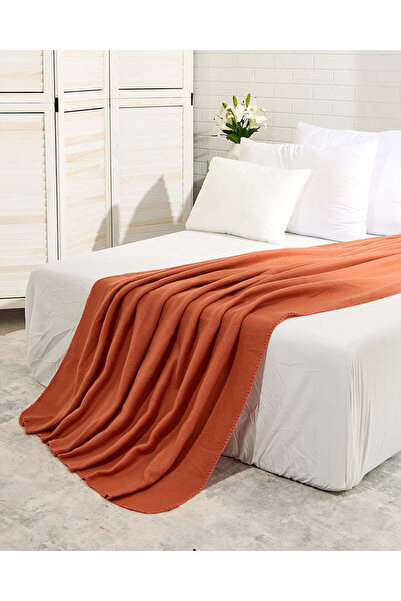 REDTAG Rust Fleece Blanket (Single Size)