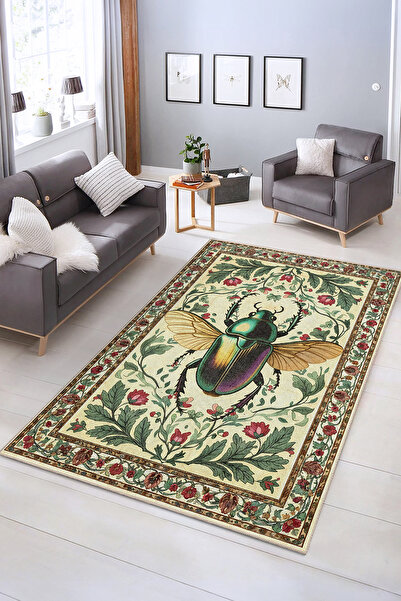 Realhomes Doğa Temalı Güneş Efektli Yıkanabilir Kaymaz Taban Salon Halısı