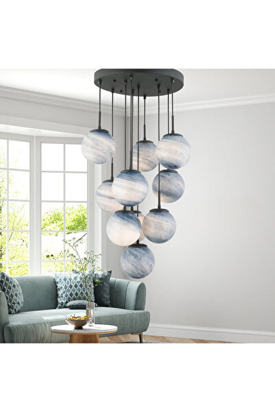 HubRom Πολυέλαιος, EFSER 4110-10-BLL, 40 × 90 cm, 10 × E27 (60W), Μαύρο