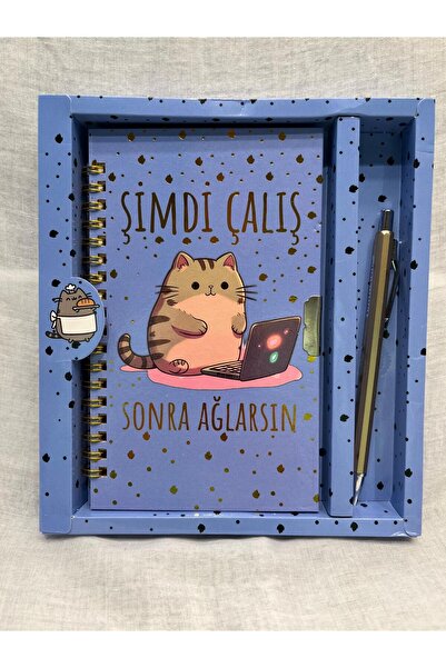 VİOLE ACCESSORİES "Şimdi Çalış Sonra Ağlarsın" Yazılı Defter ve Kalem Set/ Telli Kilitli Defter ve Uçlu Kalem Set