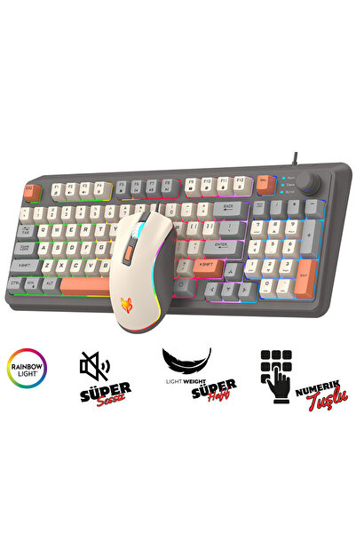 Sarftech XU-K820 Reinbow Süper Sessiz Süper Hafif Ses ve RGB Kontrolcü Gaming Oyuncu Klavye Mouse Set