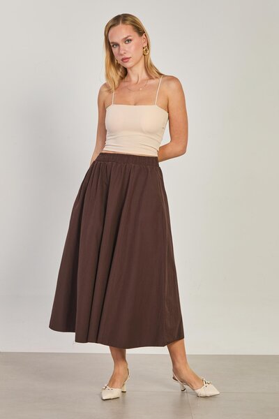 BARRELS AND OIL Women's Elastic Waist Skirt - Brown
