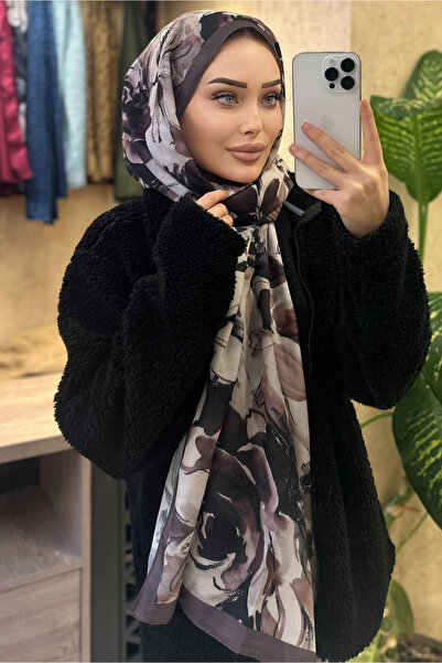 CUOCA LOUNGE Eskiz Çiçek Desenli Soft Pamuk Şal
