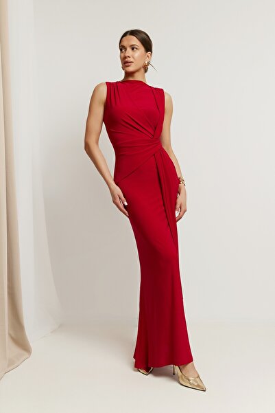 Made of Emotion M901 Fitted maxi evening dress - red