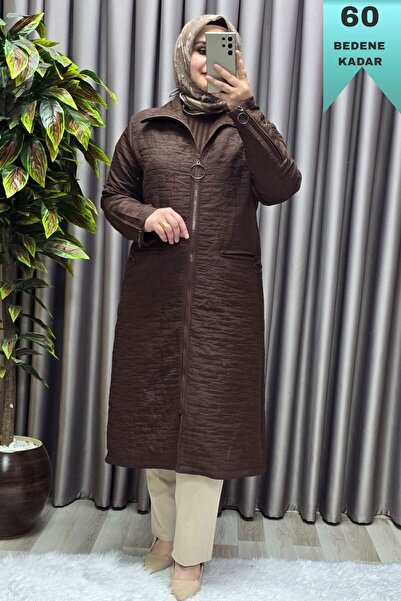 Elmas Tesettür Îmbrăcăminte pentru femei Mărime mare Manecă matlasată Capac cu fermoar