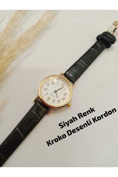 Brality Retro Vintage Style Black Color Crocodile Patterned Cord Women Wristw...