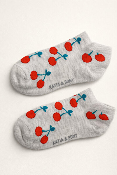 Katia&Bony Girl's Fruit Patterned Booties Socks Gray
