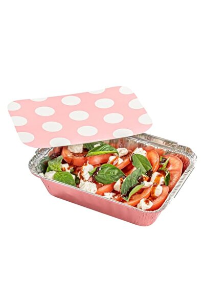 Generic Restaurantware 16 oz Rectangle Pink Aluminum Take Out Container - Pol...