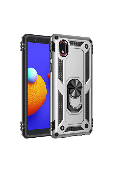 NewFace غطاء حماية سامسونج جالاكسي A01 كور من السيليكون مع حلقة صوفيا - فضي