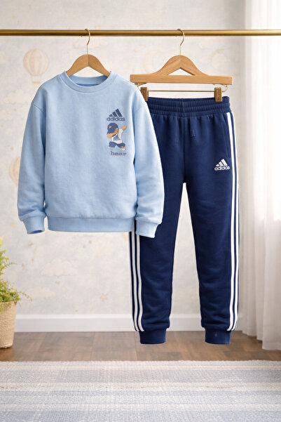 Alvadonna Синьо комплект за момчета с блуза и панталони