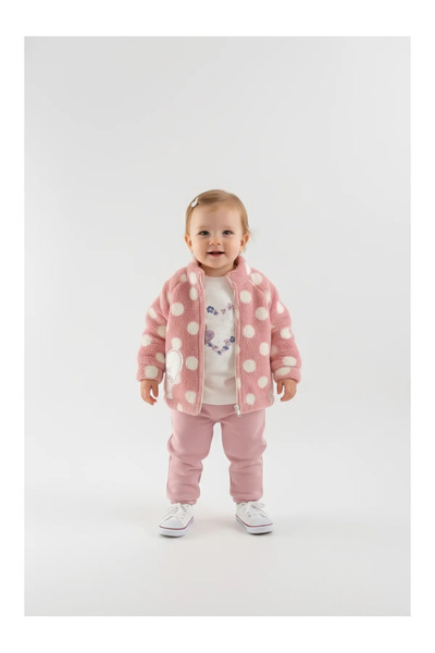Mini Baray Baby Girl Plush Coat Set