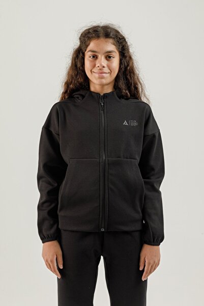 Airlife Clubby IR ZONE Tam Boy Fermuarlı Genç Çocuk Kapüşonlu Sweatshirt Siyah