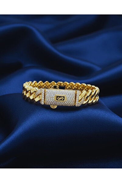 Miskora Vip 14k Gurmet Bileklik 14 K Altın Kaplama Kalın Zincir Bileklik Kili...