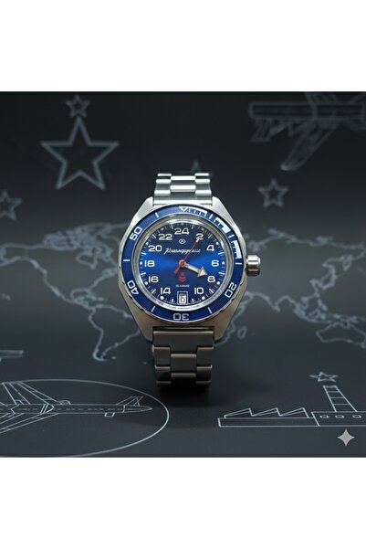 ESKİ YENİ ANTİK Vostok Komandirskie Mechanical Men's Wristwatch Blue Dial