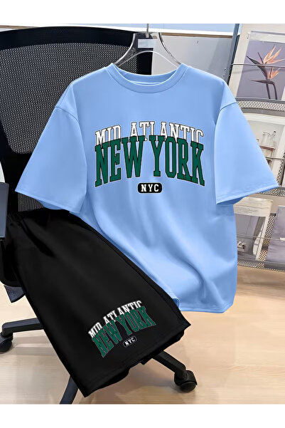 PENTHİLUS Unisex New Yourk Printed Bottom Top Set