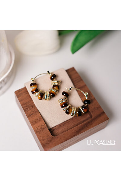 luxa silver jewellery Kehribar Renkli Boncuklu Halka Küpe