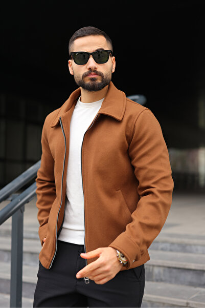 BASEL.CO Men's Double Zipper Detailed Cashmere Jacket